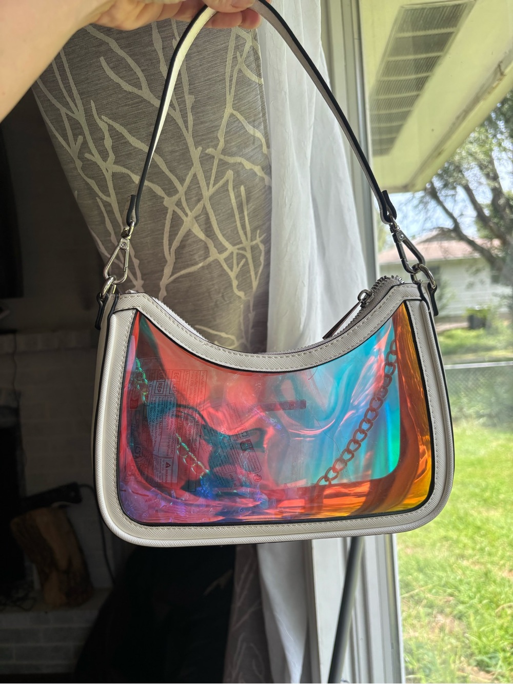 Aldo Holographic Iridescent Shoulder Bag with Silver chain accent - Picture 4 of 4